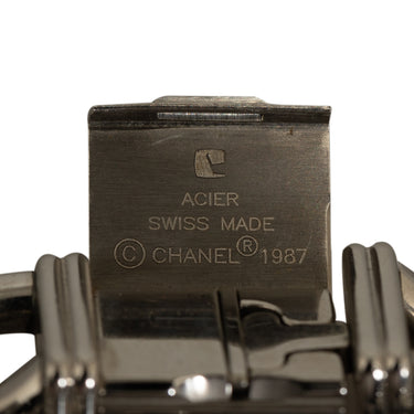 Silver Chanel Stainless Steel Quartz Diamond Bezel Premiere Chain Watch - Designer Revival