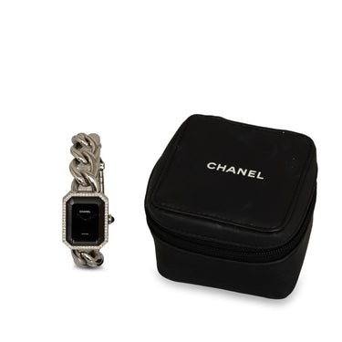 Silver Chanel Stainless Steel Quartz Diamond Bezel Premiere Chain Watch - Designer Revival