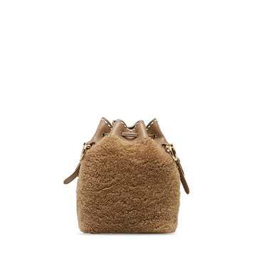 Tan Fendi Shearling Mini Mon Tresor Bucket Bag - Designer Revival
