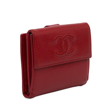 Red Chanel CC Caviar Compact Wallet - Designer Revival