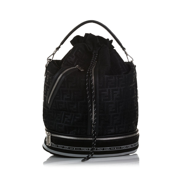 Fendi Black Leather and Mesh Mon Tresor Mini Bucket Bag-8BS010