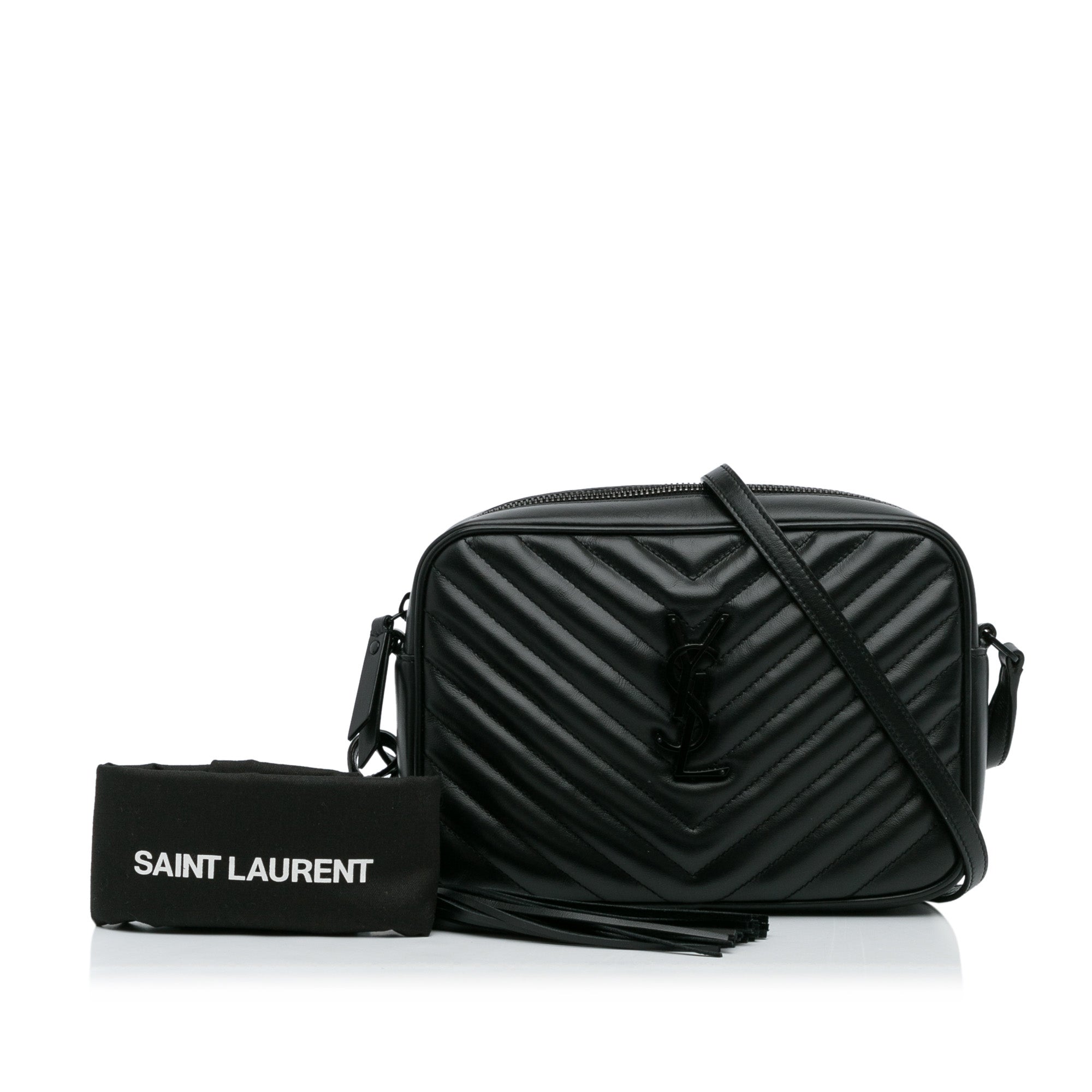 Black Saint Laurent Medium Monogram Matelasse Lou Camera Bag