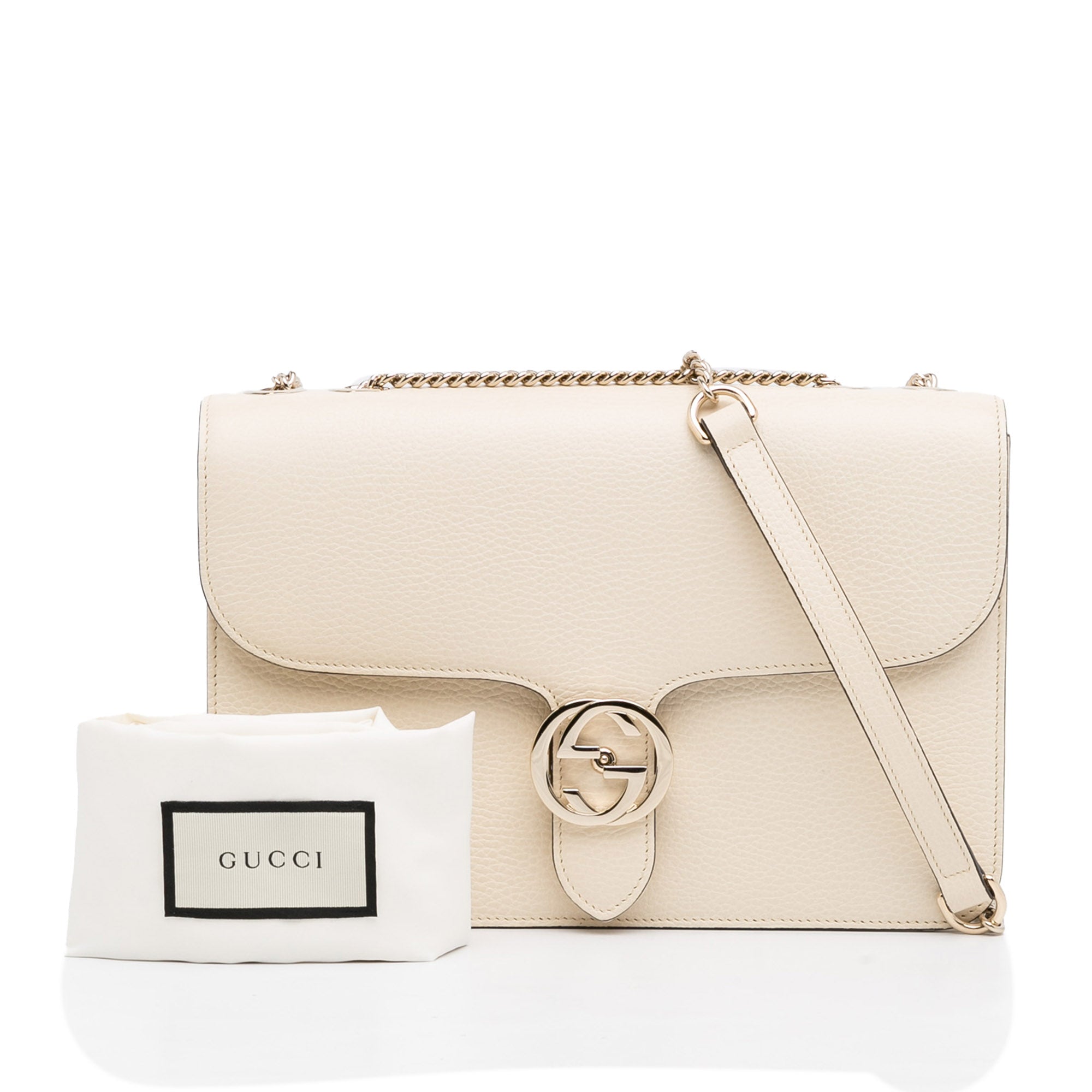 White Gucci Medium Dollar Interlocking G Crossbody Bag – Designer Revival