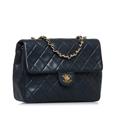 Black Chanel Mini Classic Square Lambskin Single Flap Bag - Designer Revival