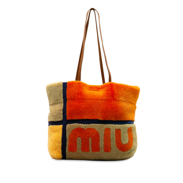 Orange pale Miu pale Miu Logo Shearling Tote - Atelier-lumieresShops Revival