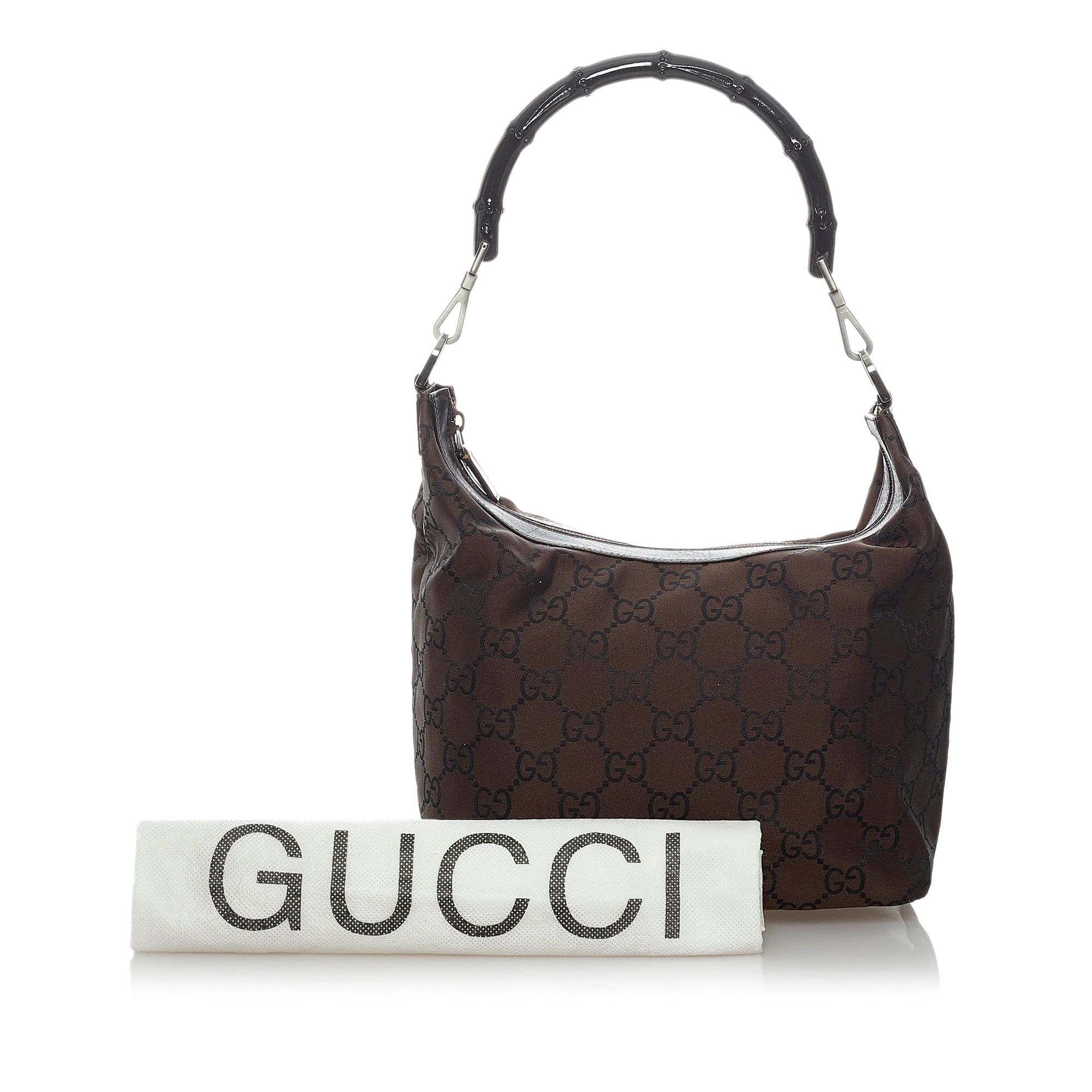 Gucci, Bags, Authentic Gucci Canvas And Leather Bamboo Hobo Bag
