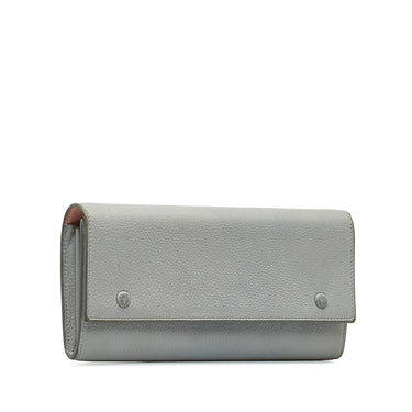 Gray Celine Continental Leather Wallet - Designer Revival