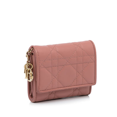 Pink Dior Cannage Leather Wallet - Designer Revival
