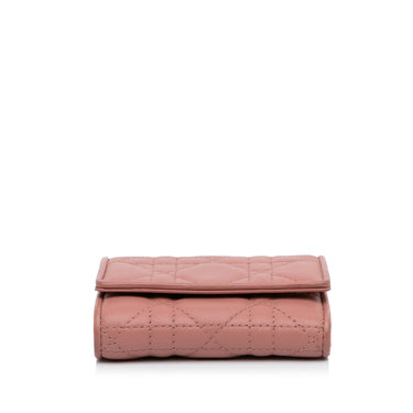 Pink Dior Cannage Leather Wallet - Designer Revival