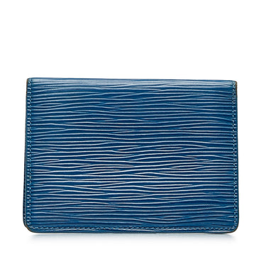 Blue Louis Vuitton Epi Porte 2 Cartes Vertical Card Holder - Designer Revival