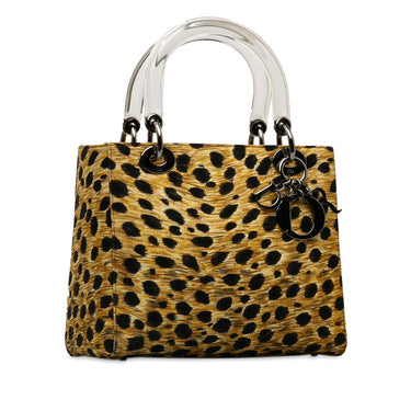 Brown Dior Medium Leopard Print Nylon Lady Dior Handbag - Designer Revival