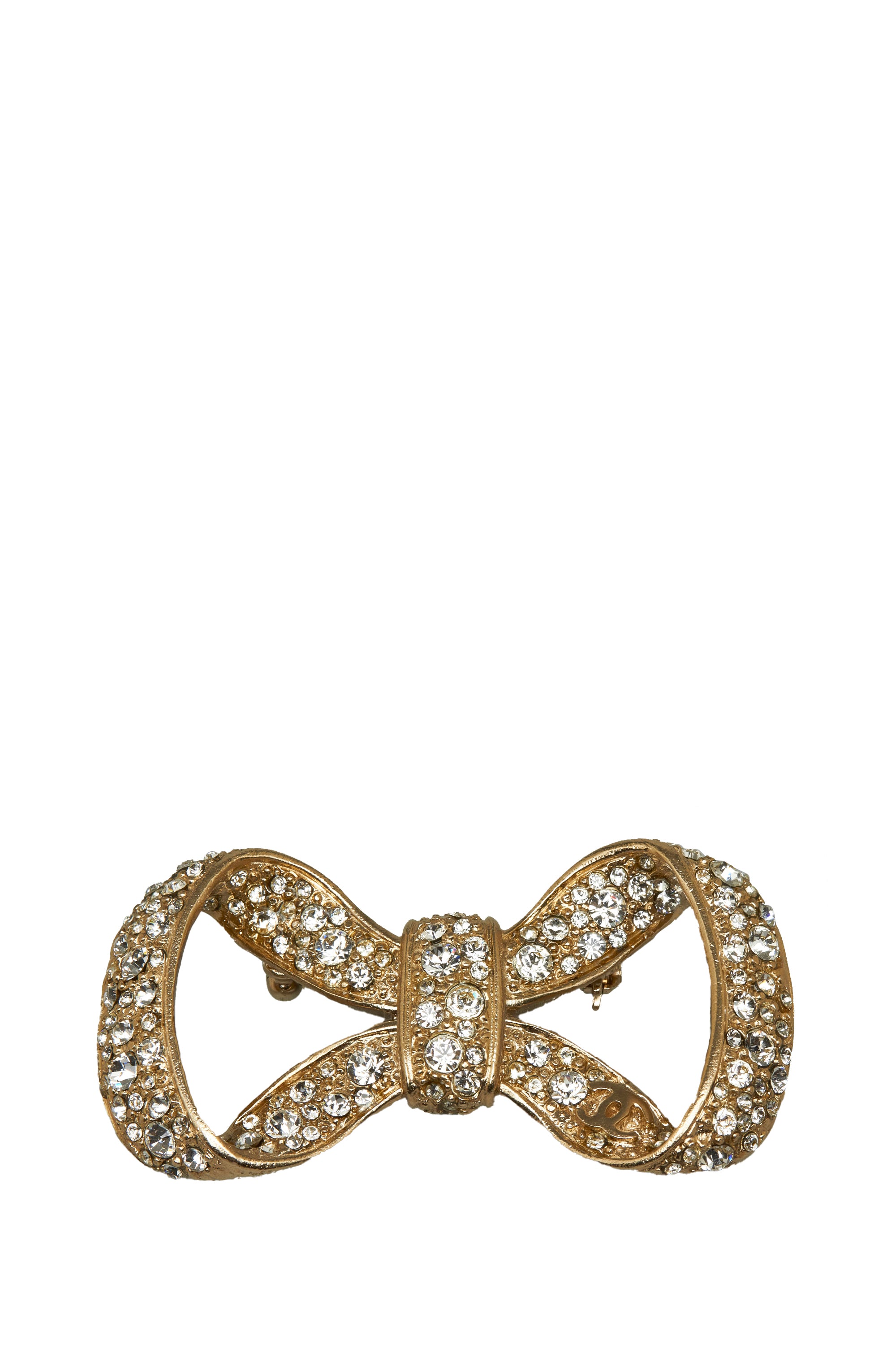 Silver Chanel Crystal Bow Brooch - Designer Revival