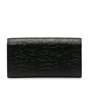 Black Chanel CC Camellia Flap Wallet - Designer Revival