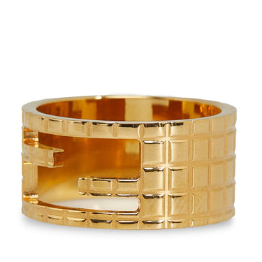 Gold Fendi Cut-Out Gold Tone Logo Ring - Designer Revival