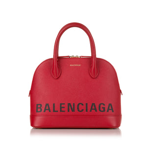 Red Balenciaga Ville Leather Satchel