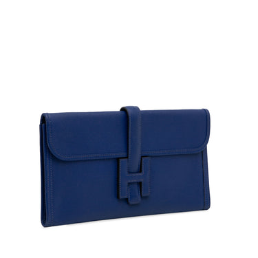 Blue Hermes Epsom Jige Elan 29 Clutch Bag - Designer Revival