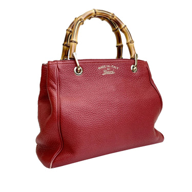 Red Gucci Small Bamboo Shopper Satchel