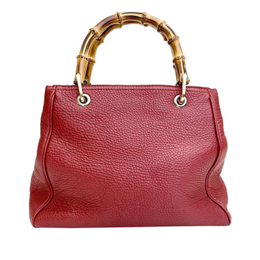 Red Gucci Small Bamboo Shopper Satchel
