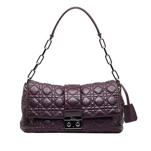 Purple Dior Cannage New Lock Shoulder Bag