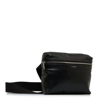 Black Saint Laurent Leather City Belt Bag - Designer Revival