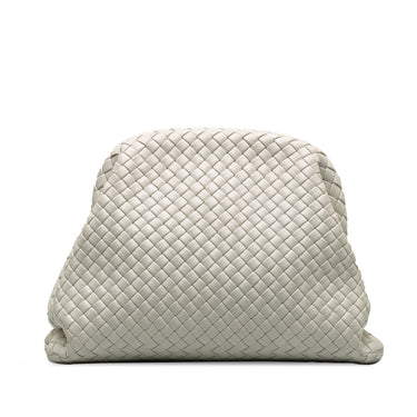 White Bottega Veneta Intrecciato The Pouch Clutch Bag - Designer Revival