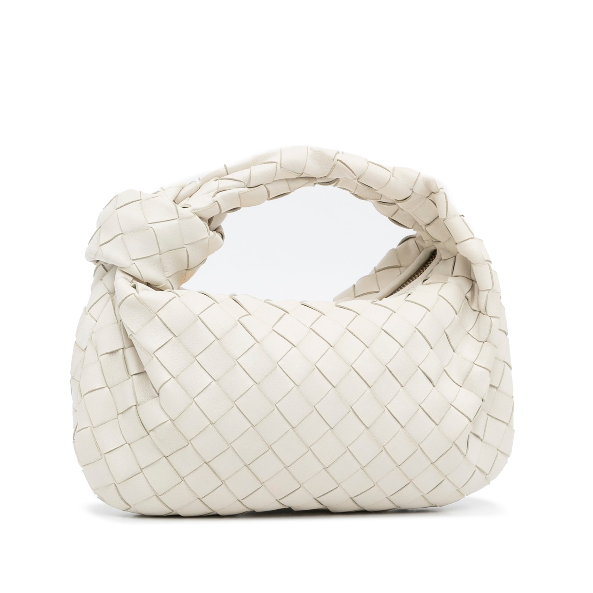 Bottega Veneta Jodie Mini Handle Bag White Intrecciato Leather