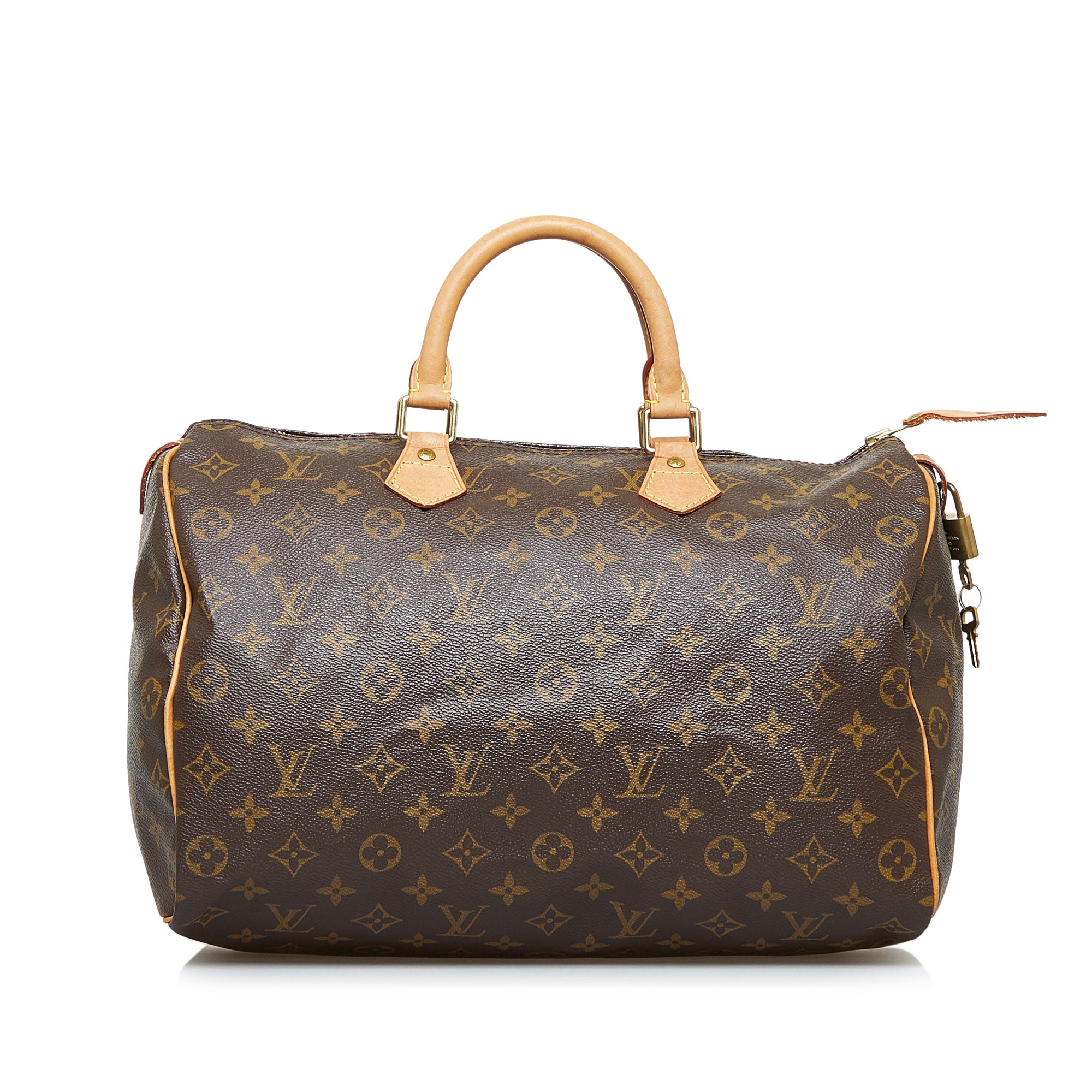 Louis Vuitton Speedy 35 Monogram Canvas Satchel Bag Brown