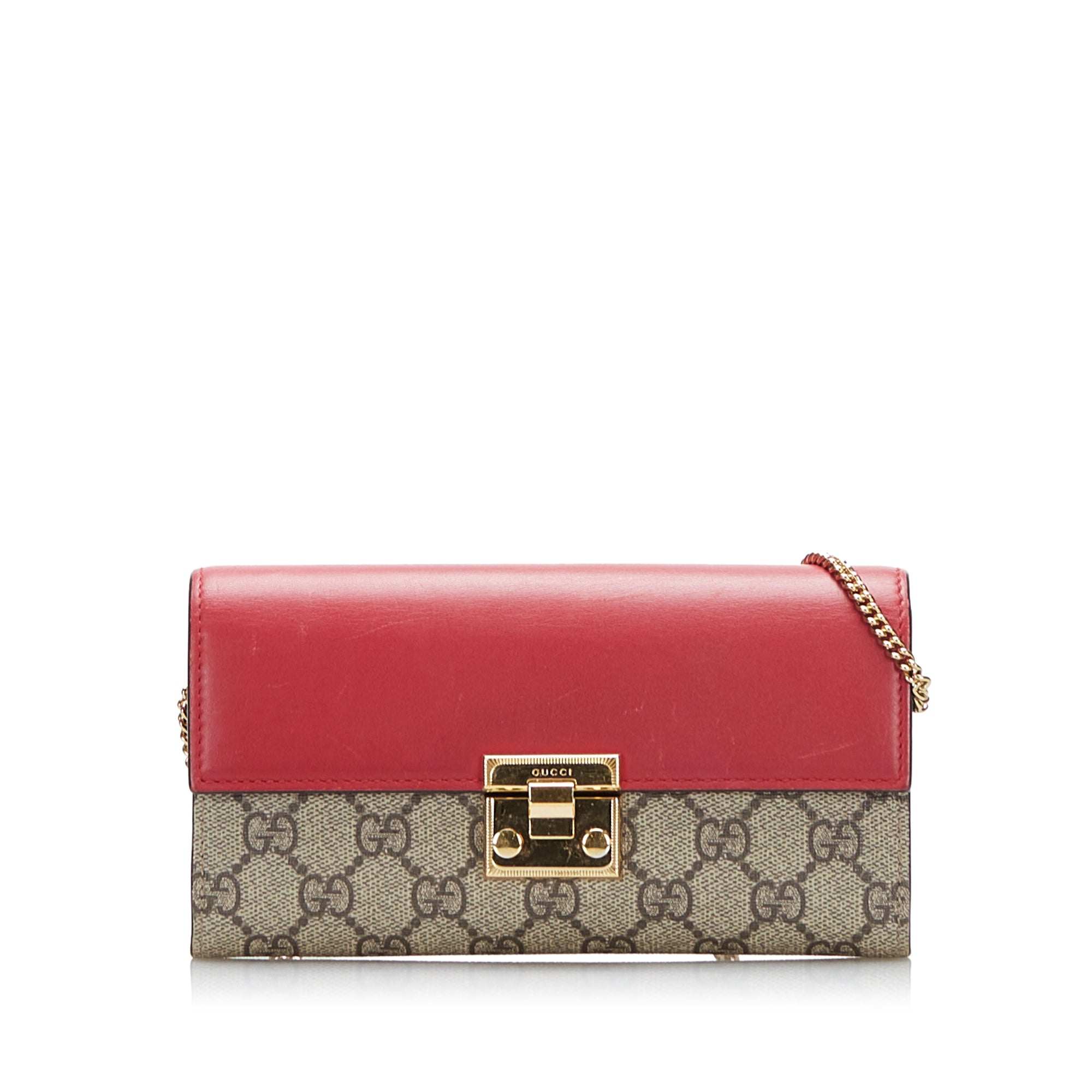 Gucci Continental Long Flap Wallet GG Supreme Pink Lining in