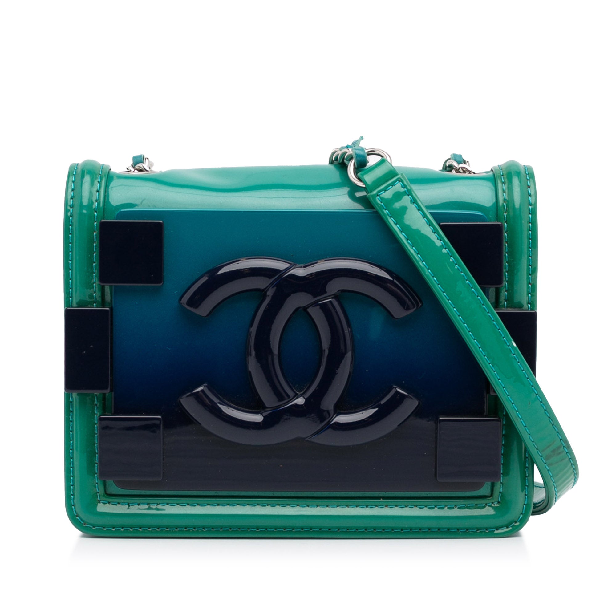 Chanel Green & Black Plexiglass Boy Brick Lego Bag