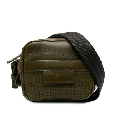 Green Bottega Veneta Perforated Leather Crossbody Bag - Designer Revival