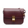 Burgundy Celine Medium Classic Box Crossbody Bag - Designer Revival