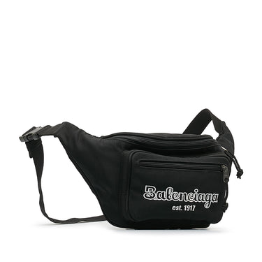 Black Balenciaga Nylon Explorer Belt Bag - Designer Revival