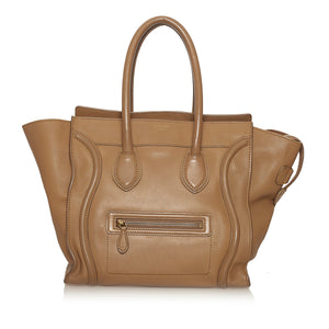 Brown Celine Micro Luggage Tote Leather Handbag