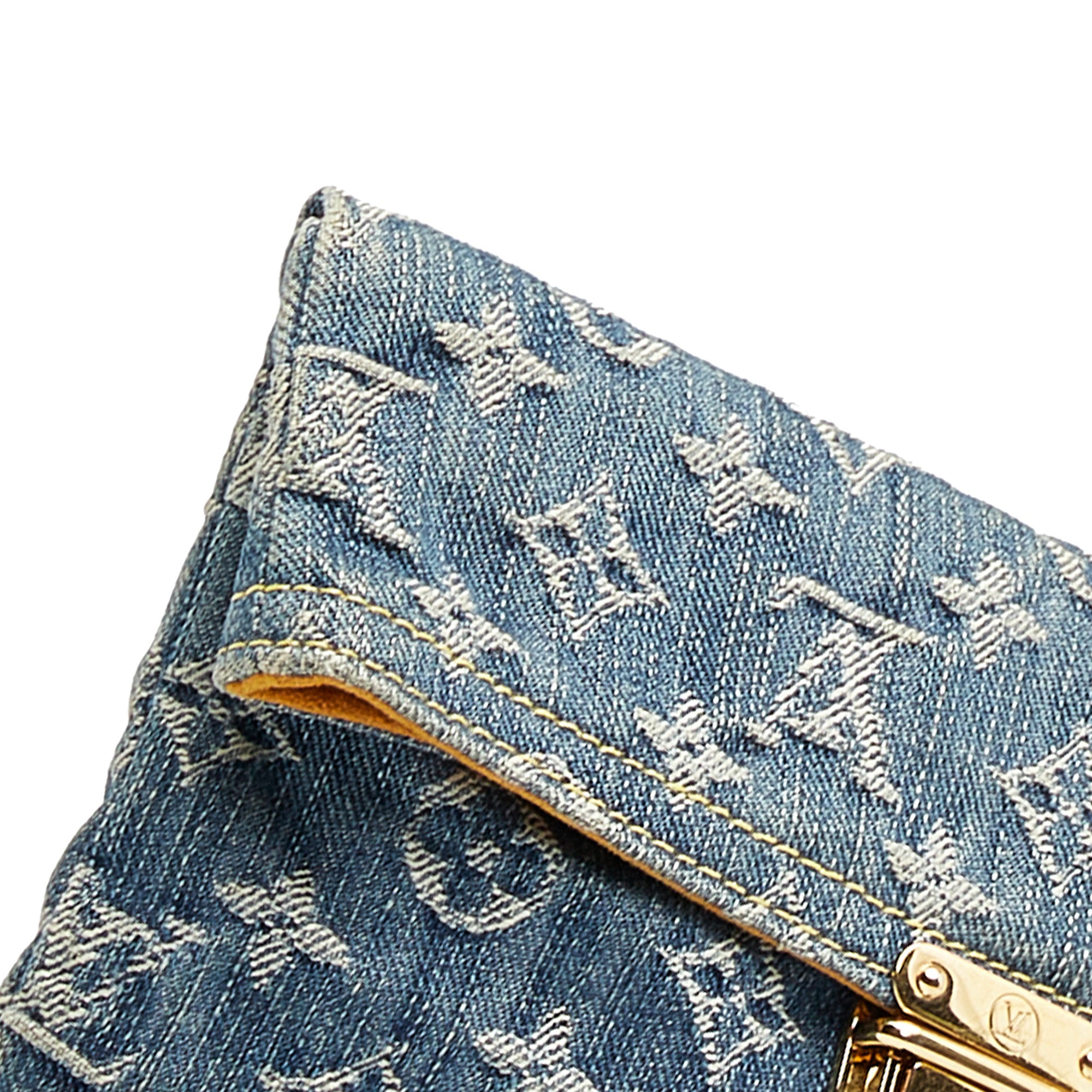 Louis Vuitton Blue Denim Monogram Denim Pochette Plate Clutch Bag
