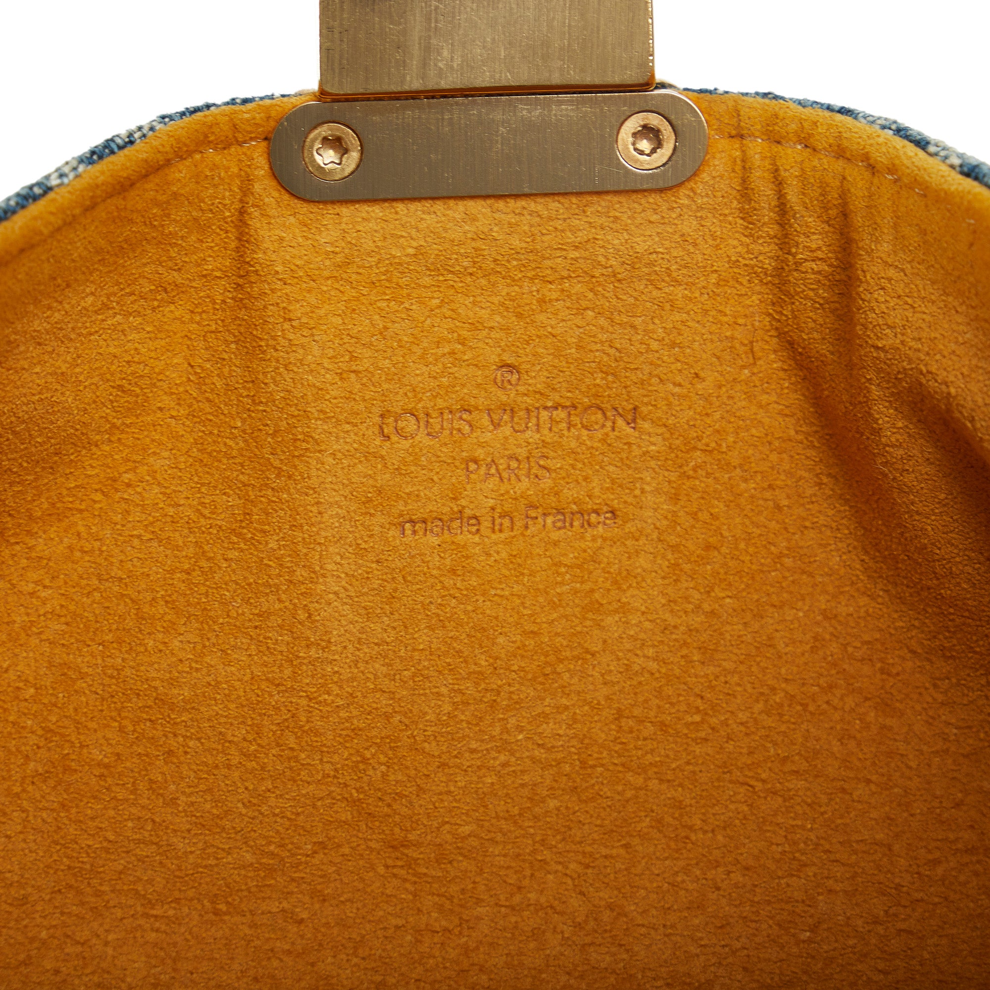 Louis Vuitton logo plate clutch bag