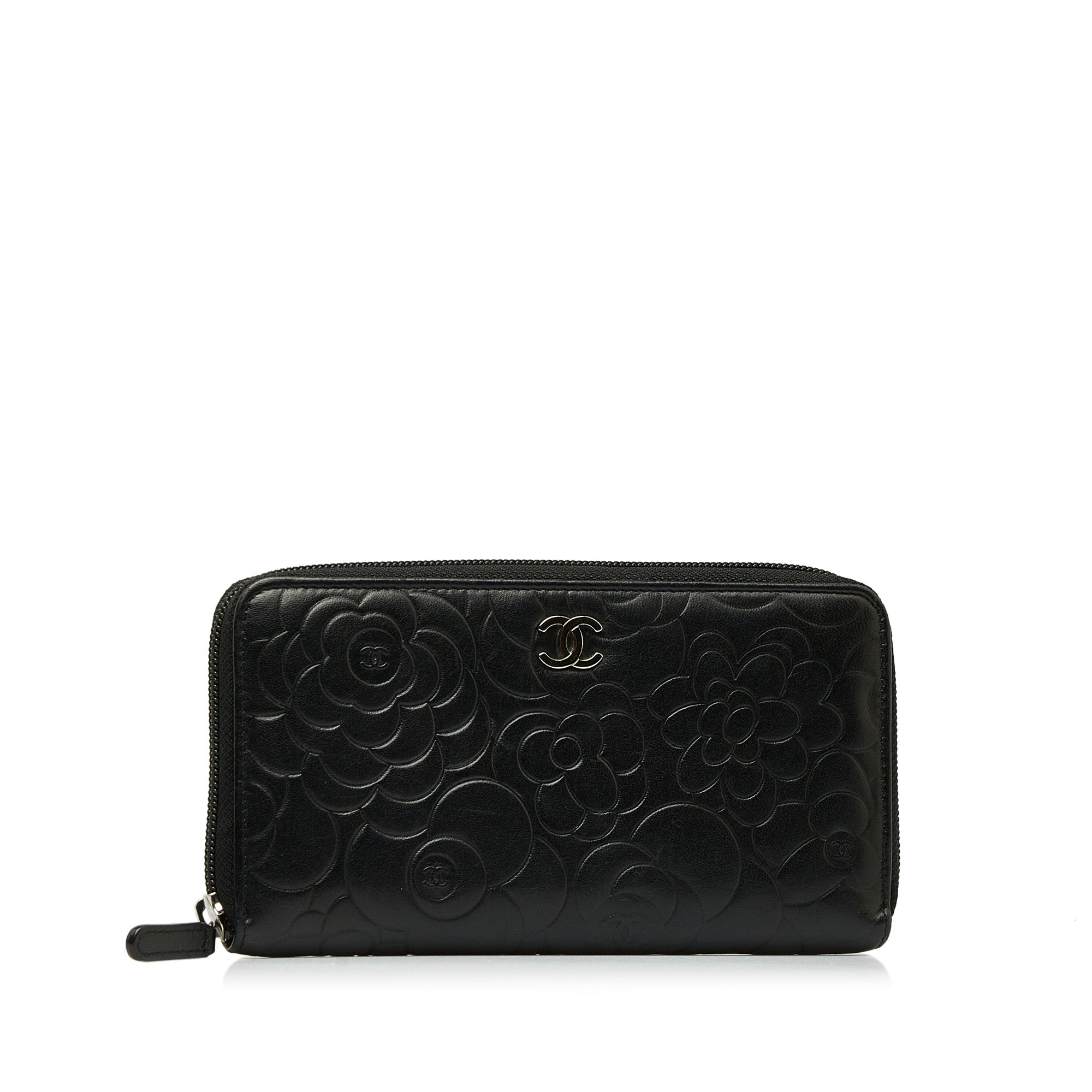 Black Chanel Camellia Zip Around Wallet – Designer Revival