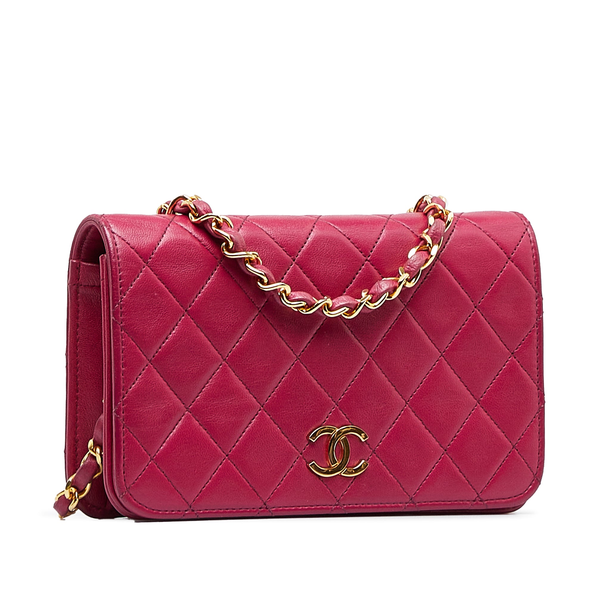 Pink Chanel CC Matelasse Lambskin Flap Crossbody Bag – Designer Revival