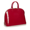 Red Louis Vuitton Vernis Alma GM Handbag