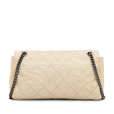 Beige Chanel CC Quilted Aged Calfskin Flap Bag - Designer Revival