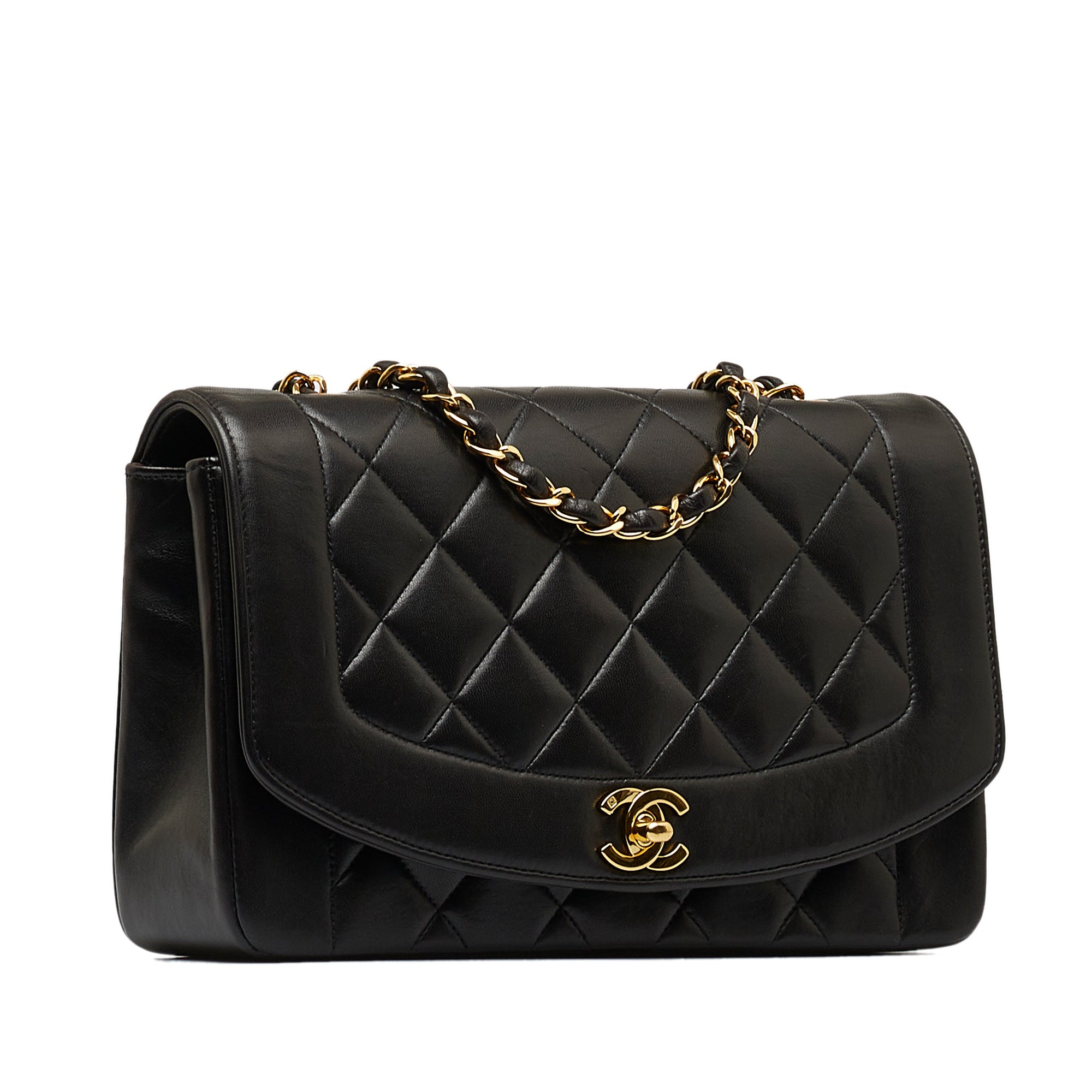 Black Chanel Medium Lambskin Diana Flap Crossbody Bag – Designer Revival
