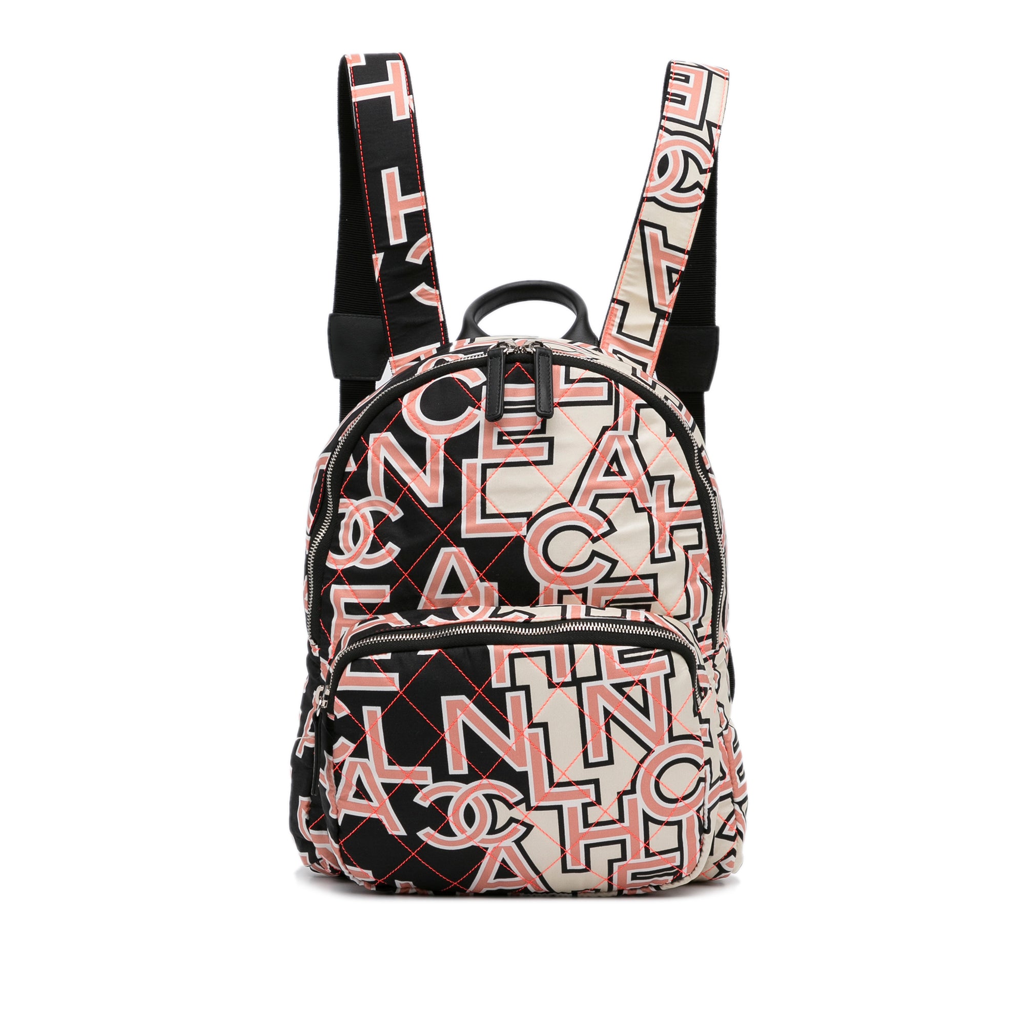 mad Gammeldags Undertrykke Pink Chanel Logo Nylon Backpack | Designer Revival
