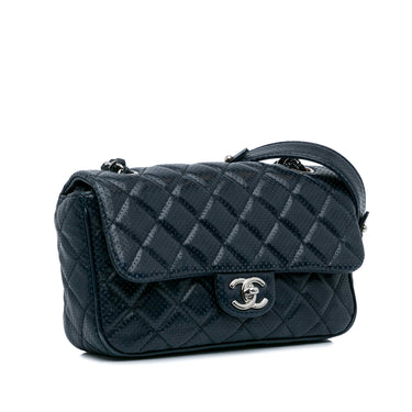 Blue Chanel Perforated Classic Mini Rectangular Flap Shoulder Bag - Designer Revival