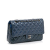 Blue Chanel Classic Medium Patent Leather Double Flap Bag