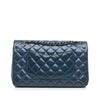 Blue Chanel Classic Medium Patent Leather Double Flap Bag