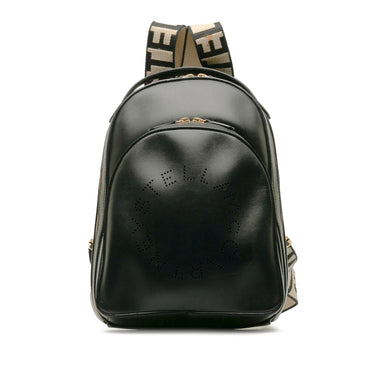 Black Stella McCartney Perforated Logo Backpack - Designer Revival