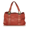 Red Gucci Bamboo Bar Leather Tote Bag