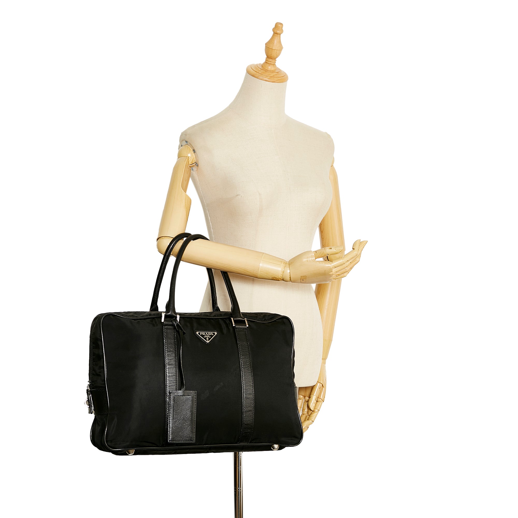 Prada business bag in nylon and Saffiano leather
