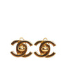 Gold Chanel CC Turn Lock Clip-On Earrings - Designer Revival