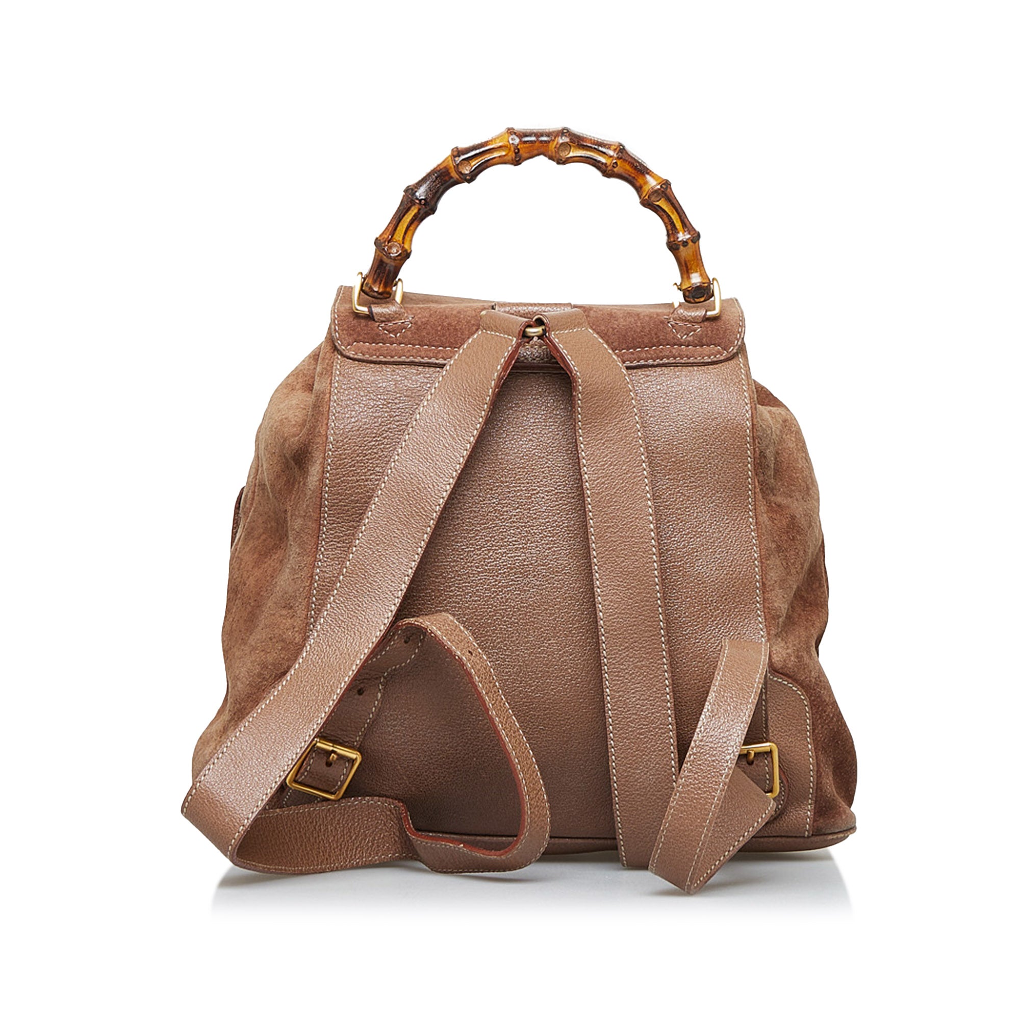 Brown Gucci Bamboo Backpack - Designer Revival