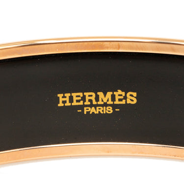 Gold Hermes Dans un Jardin Anglais Enamel Wide Bangle Costume Bracelet - Designer Revival